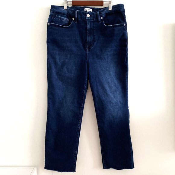Good American Always Fits Good Legs Classic Raw Hem Straight Jeans - Picture 8 of 13